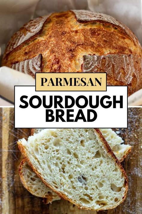 Parmesan Sourdough Bread. Parmesan Sourdough Bread, Bread Boule, Sourdough Artisan Bread, Recipe Using Sourdough Starter, Parmesan Bread, Making Sourdough Bread, Sourdough Bread Sandwiches, Sourdough Starter Discard Recipe, Nooks And Crannies