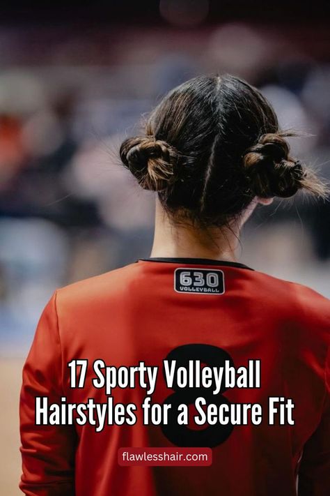 Messy Space Buns Short Hairstyles Volleyball, Buns For Sports, Volleyball Hair Ties, Athletic Braided Hairstyles, Sports Bun Hairstyles, Unique Volleyball Hairstyles, Gameday Hairstyles Volleyball, Braids Without Curls, Hairstyles For Volleyball Games