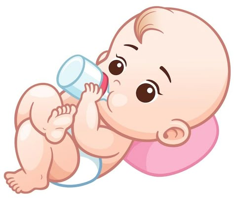 Cartoon baby holding a milk bottle | Premium Vector #Freepik #vector #baby-cartoon #cute-baby #happy-baby #little-baby Hospital Cartoon, Baby Boy Cards, Baby Frame, Baby Stickers, Boy Cards, Baby Drawing, Baby Journal, Baby Clip Art