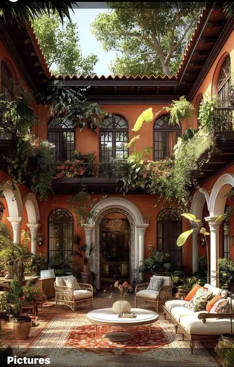 Mediterranean Patio, Hacienda Style Homes, Store Hacks, Dollar Store Hacks, Spanish Style Home, Casas Coloniales, Spanish Style Homes, Hacienda Style, Fantasy House