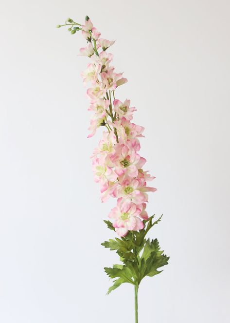 Find silk wildflowers, like this pink faux delphinium flower stem. These artificial larkspur flowers add stunning beauty to your flower bouquets and wedding centerpieces.  Pink 32" Tall x 1-2.5" Blooms Silk 14" Flowering Portion  View All Hard to Find Silk Flowers Pink Larkspur Flower, Tall Pink Flowers In Vase, Pink September, Wedding Centerpieces Pink, Pink Stock Flower, Muted Pink Flowers, Delphinium Tattoo, Pink Delphinium, Pink Astilbe Bouquet