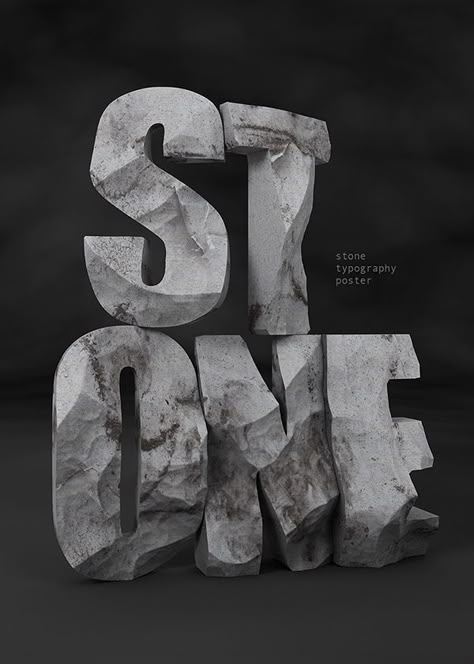 Stone typography on Behance Stone Graphic Design, Experimental Typography Poster, Stone Typography, P Typography, 3d Typography Design, Typography Styles, N Logo Design, Stone Logo, Experimental Type