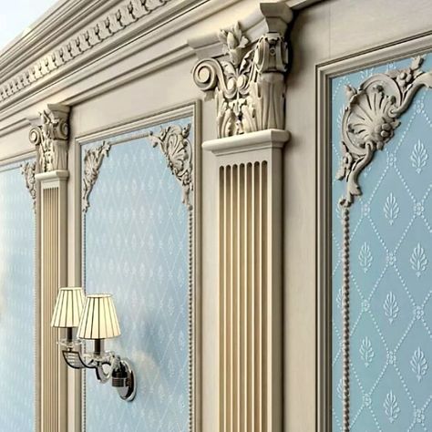 Decorative pilaster Classical Interior, Palace Interior, Luxury House Interior Design, Classic Interior Design, Classic Wall, Wall Molding, Classic Decor, Classic Interior, Sharjah