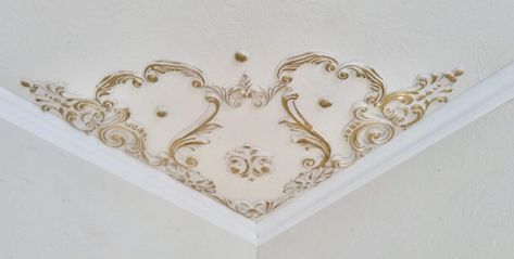 Wonderful Stuck Corner for Die Cover IN White Or Gold | eBay Victorian Ceiling, Ceiling Art, Floor Decal, Drapery Rods, Floor Stickers, Painted Ceiling, Ceiling Medallions, The Ceiling, Four Corners