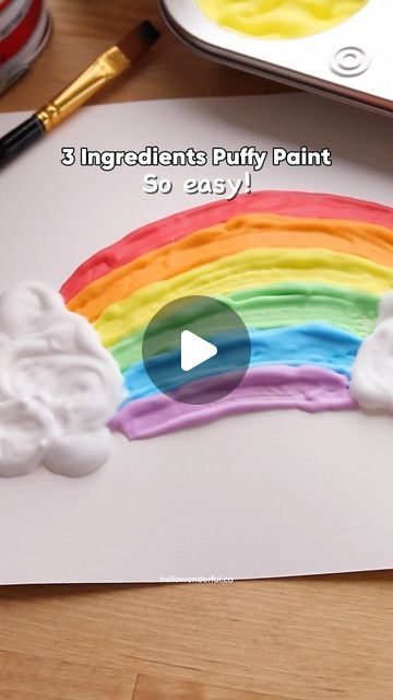 Agnes Hsu on Instagram: "How to make Puffy Paint 🎨 🌈 Type “puffy” for the paint recipe! This easy sensory paint recipe is SO easy to make with just 3 basic ingredients! The paint dries with a little puff to it. So fun for kids to create! F o l l o w  @hellowonderful_co for more fun ideas 🥳

#hellowonderfuldiy #diypaint #sensoryplay #kidscrafts #kidsart #puffypaint" How To Make Puff Paint, Puff Paint Art, Puffy Paint Ideas, Make Puffy Paint, Puffy Paint Recipe, Craft Recipes, Paint Recipe, Shave Cream, Puff Paint