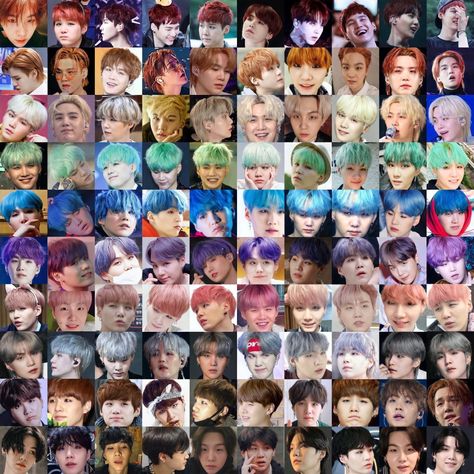 Suga Purple Hair, Suga Hair Colors, Yoongi Purple Hair, Yoongi Hair Colors, Suga Green Hair, Suga Mint Hair, Suga Orange Hair, Bts Hair Color, Jin Hair Colors