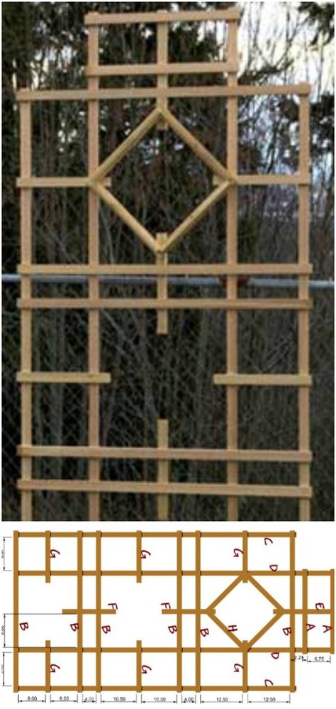 Intricate Wooden Wall Trellis Wooden Trellis Ideas, Stick Trellis, Building A Trellis, Wood Trellis, Wall Trellis, Diy Garden Trellis, Wooden Trellis, Rose Trellis, Backyard Shade