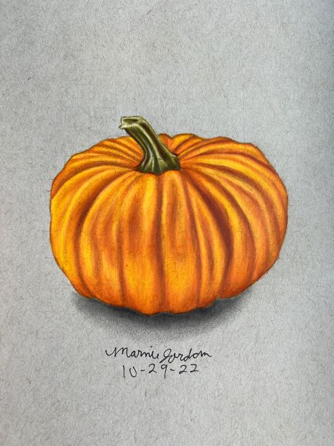 Pencil Inspiration, Pumpkin Drawing, Fall Drawings, Prismacolor Art, Color Collage, Food Painting, Colored Pencil Drawing, Pumpkin Art, Food Drawing