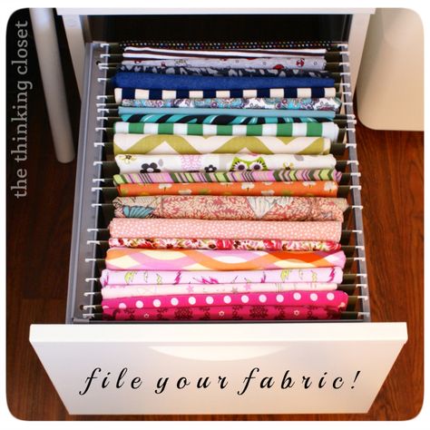 Filing Fabric & Fabric Organization Round-Up | The Thinking Closet Sewing Spaces, Sewing Room Organization, Sewing Space, Costura Diy, Organize Fabric, Office Crafts, Craft Room Storage, Craft Room Office, Sewing Organization