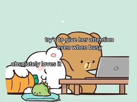 Wholesome Boyfriend, I Love Attention, Mocha Bear, One More Night, Couples Comics, Milk & Mocha, Cute Bear Drawings, Relatable Crush Posts, Cute Love Cartoons