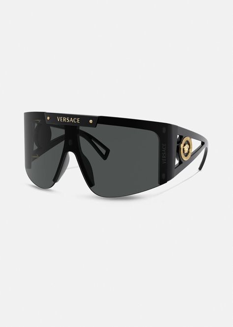 Mirror Glasses Sunglasses, Versace Shades, Pretty Sunglasses, Black Men Fashion Swag, Designer Shades, Versace Glasses, Versace Fashion, Fashion Eye Glasses, Classic Grey