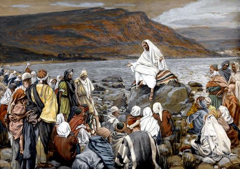 Mark 6:30-34 A great crowd went to where Jesus and the disciples went to rest. Jesus saw they were like sheep without a shepherd and taught them many things. James Tissot, Life Of Jesus Christ, Jesus Teachings, Life Of Christ, Biblical Art, Catholic Art, Son Of God, Bible Stories, Bible Art