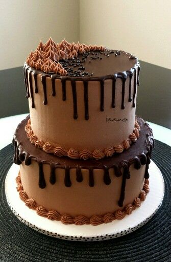 Chocolate Two Tier Cake, Two Tier Chocolate Cake Birthdays, Birthday Cakes For Women Chocolate, Two Tier Chocolate Cake Designs, Chocolate Cake Designs For Men, Chocolate Birthday Cake Decoration, Cake Designs For Boy, Birthday Cake Decorating Ideas, Chocolate Cake Designs