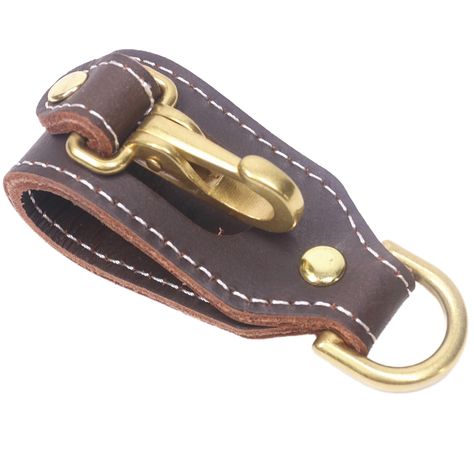 PRICES MAY VARY. 100% HANDMADE BELT KEY HOLDER - This leather belt key clip keychain is 100% handmade by our experienced workers, the workmanship is excellent. It measures 3.35" in full length and 1.18" in width, the leather loop measures 2.56" × 0.79", it fits nearly all standard belts, great for everday use and for dress up PREMIUM TOP GRAIN LEATHER - Our belt loop key holder keychain is made from thick top grain leather, which is thick,strong and durable. Decoration with high quality brass ac Belt Key Holder, Edc Belt, Clip Keychain, Handmade Belt, Leather Key Holder, Keychain For Men, Vegetable Leather, Leather Organization, Brass Accessories