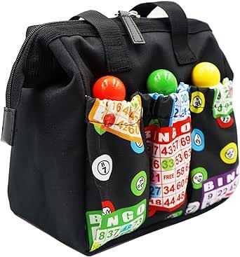 Yuanhe Bingo Pattern Tote Bag with 6 Pockets Bingo Dauber Bag … Bingo Bags How To Make A, Crochet Bingo Bag, Bingo Dauber Bag Pattern Free, Diy Bingo Bag, Bingo Fabric, Bingo Patterns, Bingo Dauber, Tote Pattern, Tote Bag Pattern