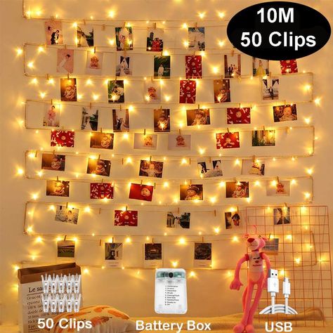 Wall Bar Cabinet, Clip String Lights, Dorm Room Wall Decor, String Lights In The Bedroom, Fairy Lights Bedroom, Mood Lights, Clip Lights, Cute Bedroom Ideas, Garland Christmas