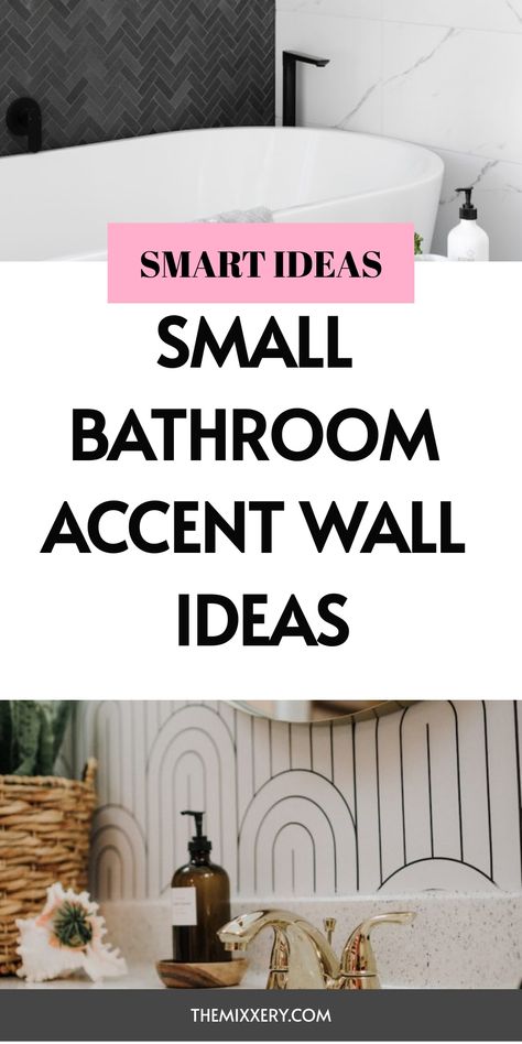 Washroom Accent Wall, Half Bathroom Tile Wall, Wallpaper Accent Wall In Bathroom, Powder Bath Accent Wall, Bathrooms With Accent Walls, Half Tiled Bathroom Walls Small Spaces, Wallpaper For Small Bathroom Half Baths, Wallpaper Ideas For Small Bathroom, Bathroom Wood Wall Ideas