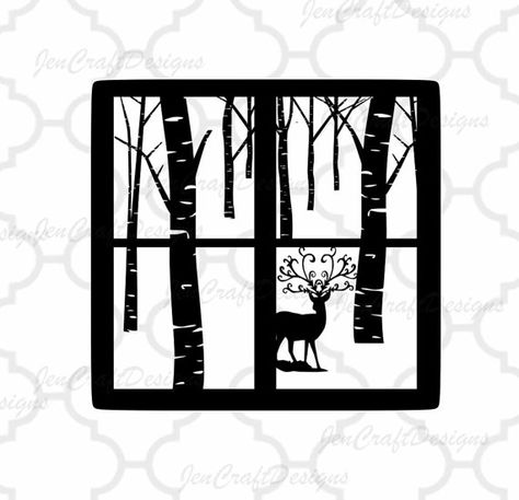 Christmas Svg File Winter Scene Glass Block Reindeer SVGEPS Block Reindeer, Diy Christmas Shadow Box, Christmas Lights Clipart, Christmas Winter Scene, Winter Silhouette, Reindeer Svg, Christmas Shadow Boxes, Buck And Doe, Christmas Cut Files