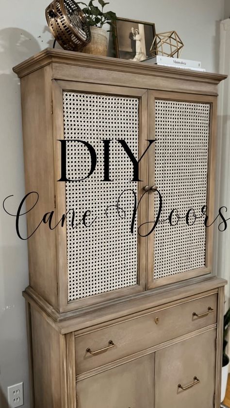 Michelle McRae | “Shelly” Your DIY BFF on Instagram: “How to add cane to furniture✨ Don’t be scared! It’s honestly really easy! Step 1: Soak in the tub for 30 minutes, weighing it down so…” Burlap Furniture, Dresser Flips, Kitchen Hutch Cabinet, Furniture 2023, Diy Bff, Furniture Remodeling, Small House Interior Design, Cane Furniture, Dont Be Scared