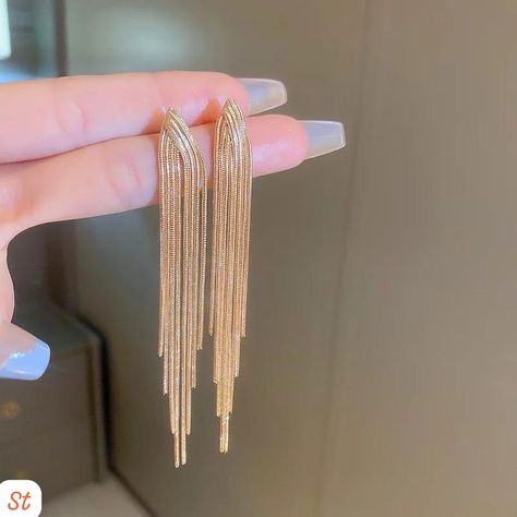 Chain Fringe, Alloy Earrings, Earrings Women, Fancy Jewelry, Dress Prom, Fashion Lighting, Gorgeous Jewelry, Fringe Earrings, Metal Style