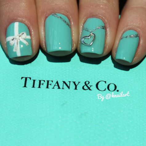 Tiffany and Co. Inspired Nails by knailart - Imgur Tiffany Blue Nails, Tiffany Nails, Fantastic Nails, Unghie Sfumate, Azul Tiffany, Blue Nail Polish, Blue Nail, Tiffany And Co, Nail Polishes