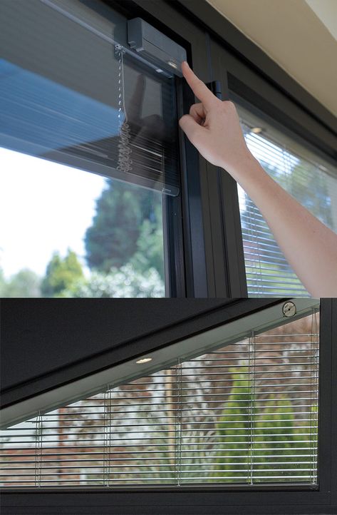 Blinds Inside Window Glass, Wooden Slat Blinds, Slat Blinds, Integral Blinds, Venetian Blinds White, Blinds For Bifold Doors, Single Storey Extension, Travertine Pool, Balcony Doors