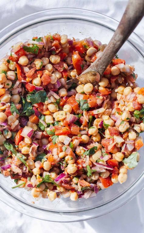 Chana Chaat Indian Chickpea Salad - Fresh Flavorful Chickpea Salad Indian, Chickpea Chaat, Chickpea Salad With Fresh Herbs And Scallions, Chaat Salad, Indian Salad Recipes, Chana Masala Chickpeas, Chana Salad, Chaat Indian, Chana Chaat Recipe