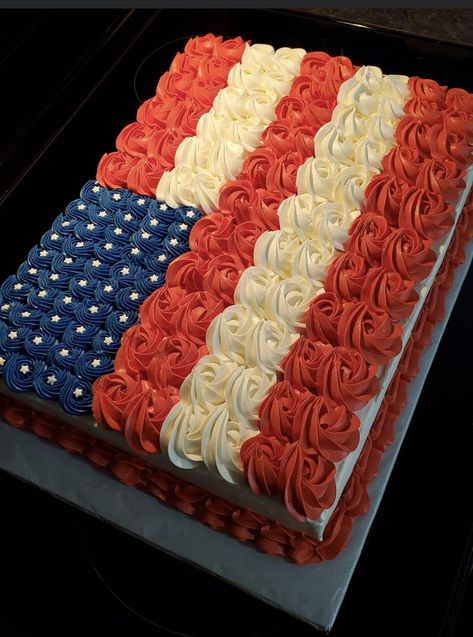 Patriotic Cake Decorating, July 4th Cake, American Flag Cake, Patriotic Cake, Fourth Of July Cakes, Independent Day, Yankee Doodle, Flag Cake, Patriotic Desserts