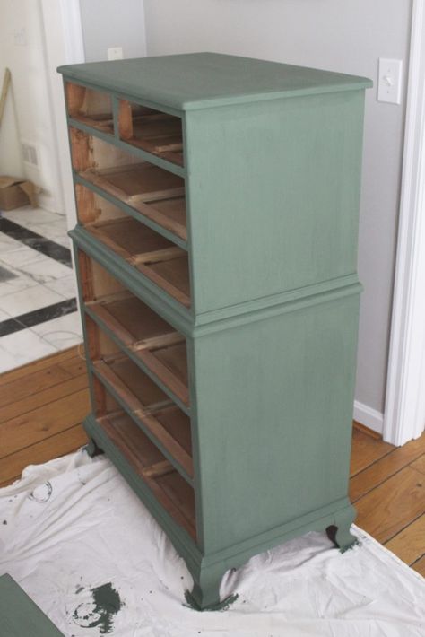 Green Painted Dresser, Green Dresser Makeover, Dresser Painted, Painting Wooden Furniture, Grey Bedroom Furniture, Green Dresser, Bedroom Furniture Makeover, Amy Howard, Painted Bedroom Furniture