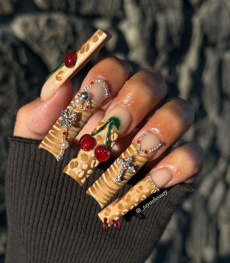 Aries Nails Acrylic Long, Libra Acrylic Nail Designs, Loteria Nails, Rich Off Nails, Money Nails Acrylic Long, Libra Nails Design Long, Long Junk Nails, Birthday Cake Nails, Libra Nails