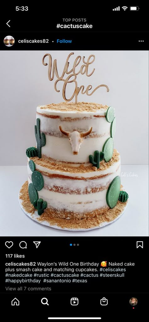 Rodeo Bday Cake, Cowboy Themed 1st Birthday Cake, Aztec Cake Ideas, Western 21st Birthday Cake, Western Theme One Year Old Party, When The West Was One Birthday, How The Wild West Was One, Rodeo 1st Birthday Cake, Western Chic Birthday Cake