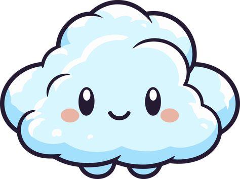 Kawaii Weather, Cute Cloud, Cloud Illustration, Cloud Icon, Cartoon Clouds, Cloud Drawing, Kawaii Wallpaper, Colouring Pages, Free Png