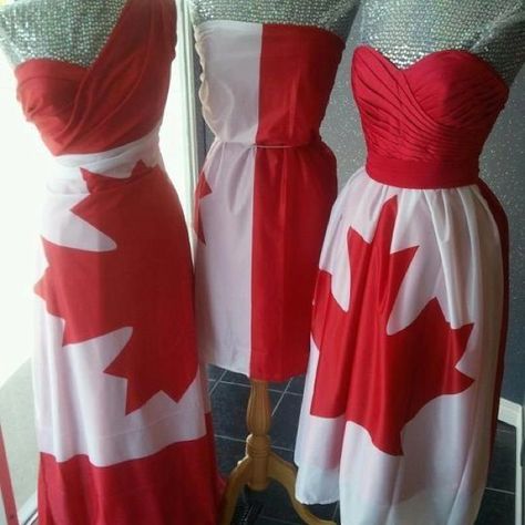 Love these dresses! Happy Canada Day Canadian Desserts, Canada Party, Canadian Party, Canada Day Crafts, Canada Day Party, All About Canada, Canada Holiday, Patriotic Dresses, Canada Eh