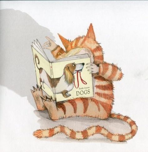 El gato de Matilda. Emily Gravett                                                                                                                                                     Más Cat Reading A Book, Cartoon Cartoon, Cat Reading, Söt Katt, Image Chat, Cartoon Pictures, Cat Books, Reading A Book, Cats Illustration