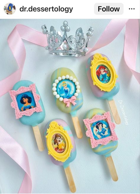 Princess Theme Cakesicles, Disney Princess Cakesicles, Disney Princess Treats, Disney Princess Cake Pops, Princess Cakesicles, Disney Princess Order, Princess Cake Pops, Disney Princess Birthday Cakes, Beauty And Beast Birthday