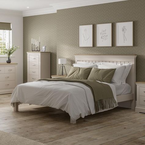 Modern Country Bedrooms, Hemnes Bed, Bungalow Bedroom, House Bedrooms, White Bedroom Furniture, Grey Paint, Bedroom Panel, Solid Wood Bed, Contemporary Room