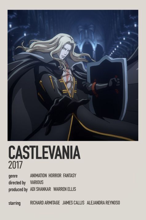 castlevania minimal movie poster Anime Polaroid, Minimalist Polaroid Poster, Anime Watchlist, Castlevania Anime, Minimalist Anime, Vampire Hunter D, Movie To Watch List, Vampire Movies, Film Posters Minimalist