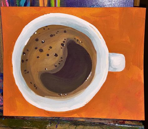 Coffee Drawing, Coffee Painting, Coffee Theme, Easy Canvas Painting, Canvas Painting Designs, Diy Canvas Art Painting, Watercolor Wall Art, Book Art Drawings, Gouache Painting