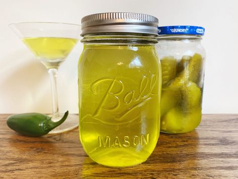 Pickle- and Jalapeño-Infused Vodka Pickle Shot, Caesar Bar, Dill Pickle Vodka, Infused Recipes, Pickle Vodka, Creamy White Chicken Chili, Pepper Recipes, Beverage Station, Jalapeno Recipes