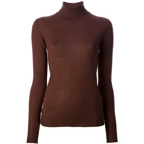 ROBERTO COLLINA roll-neck jumper ($300) ❤ liked on Polyvore Turtle Neck Aesthetic, Brown Turtleneck Outfit, Pearl Market, Brown Shirts, Brown Turtleneck Sweater, Turtle Neck Shirt, Brown Turtleneck, Brown Long Sleeve Shirt, Halloween 23