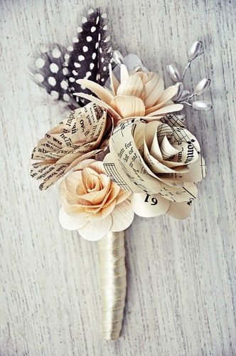 Paper Bouquet, Paper Flower Bouquet, Paper Wedding, Boutonniere Wedding, Wooden Flowers, Book Folding, Paper Folding, Paper Roses, Flower Ideas