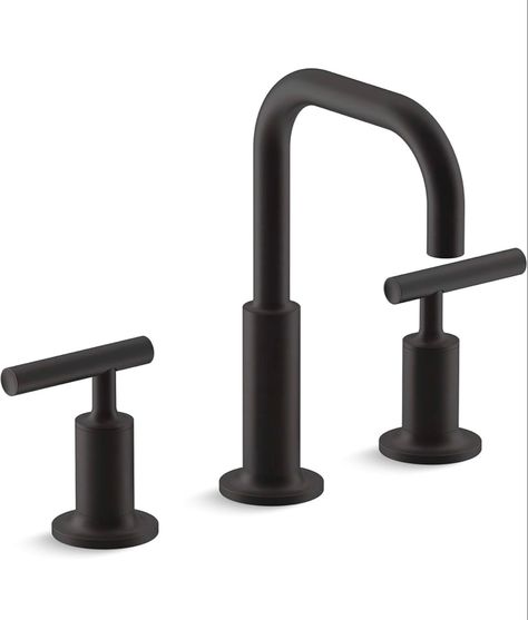 Black Bathroom Sink Faucet, Black Bathroom Sink, Black Bathroom Faucet, Led Faucet, Kohler Purist, Brushed Nickel Bathroom, Bathroom Faucets Waterfall, Matte Black Bathroom, Vessel Sink Faucet