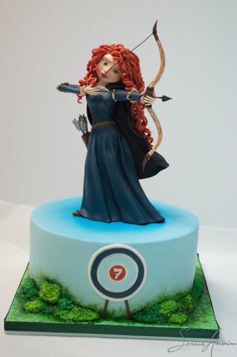 Brave Cake Merida, Disney Brave Cake, Merida Birthday Cake, Brave Birthday Cakes, Merida Cake, Brave Cake, Brave Cakes, Brave Birthday Party, Disney Themed Cakes