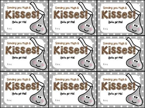 Hershey Kisses Gifts, Sending You Hugs, Hershey Kiss Valentine, Kisses Cookies, Open House Gift, Hershey Hugs, Testing Motivation, Kiss Gift, Types Of Kisses