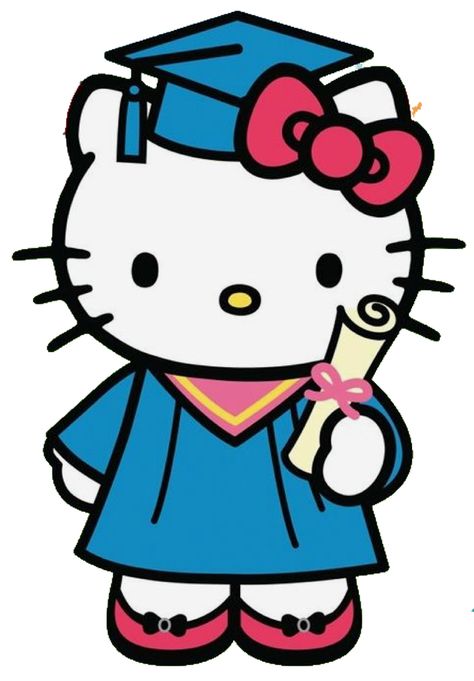 Cartoon Characters Graduation, Hello Kitty Cap And Gown, Grad Hello Kitty, Hello Kitty Graduation Images, Hello Kitty Back To School, Sanrio Graduation, Hello Kitty Graduation, Hello Kitty Imagenes, Images Hello Kitty