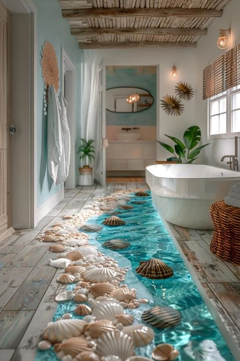 Ocean Bathroom Ideas, Ocean Bathroom, Beachy Room, Bathroom Remodel Pictures, Creative Genius, Classy Decor, Guest Bathrooms, Dream Bathrooms, Bathroom Designs