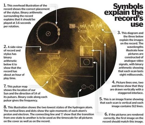 Voyager’s Golden Record: Interpreting NASA’s message for alien life Voyager Golden Record, Voyager Spacecraft, Golden Record, Alien Life, Space Facts, Nasa Astronauts, Space Pictures, Carl Sagan, Space Program