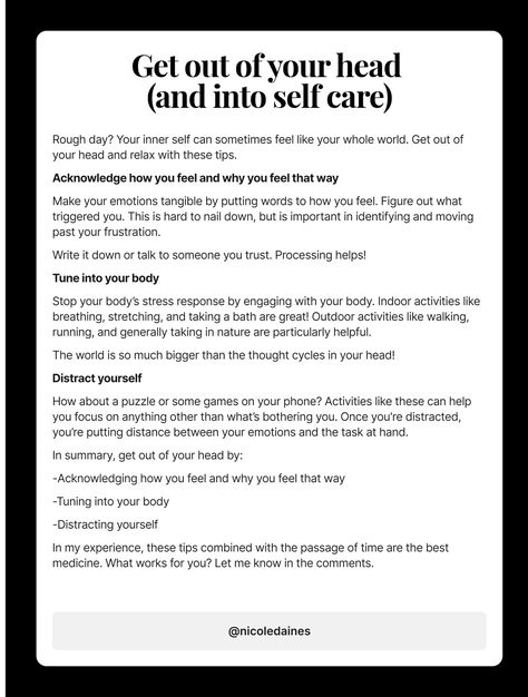 How To Get Out Of Your Own Head, How To Get Out Of My Head, Ways To Get Out Of Your Head, In Your Head, How To Get Out Of Your Head, Getting Out Of Your Head, Get Out Of My Head, Get Out Of Your Head, Relaxation Response