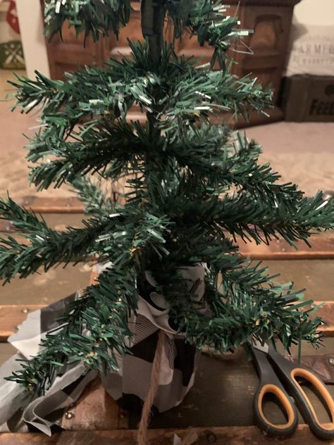 Dollar Tree Small Christmas Tree Makeover – Lizzy & Erin Small Xmas Tree Decorating Ideas, Christmas Tree Makeover, Christmas Tree Dyi, Dollar Tree Christmas Tree, Christmas Tree Crafts Diy, Small Christmas Trees Decorated, Cheap Christmas Trees, Mini Christmas Tree Decorations, Tiny Christmas Trees