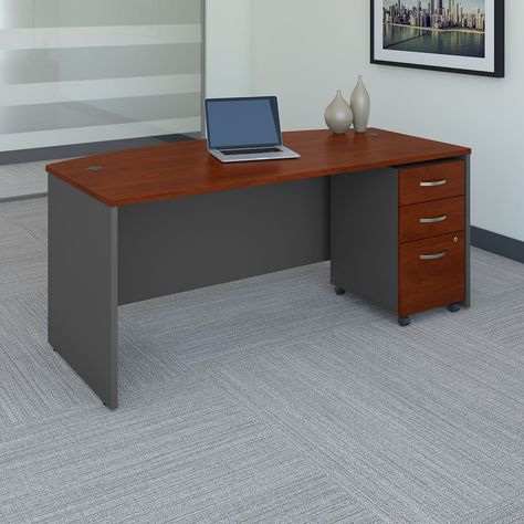 Office Desk With Drawers, Front Desk Design, Furniture Desk, Commercial Office Furniture, Cabinets Ideas, Mobile File Cabinet, Filing Cabinets, Brushed Nickel Hardware, Business Furniture